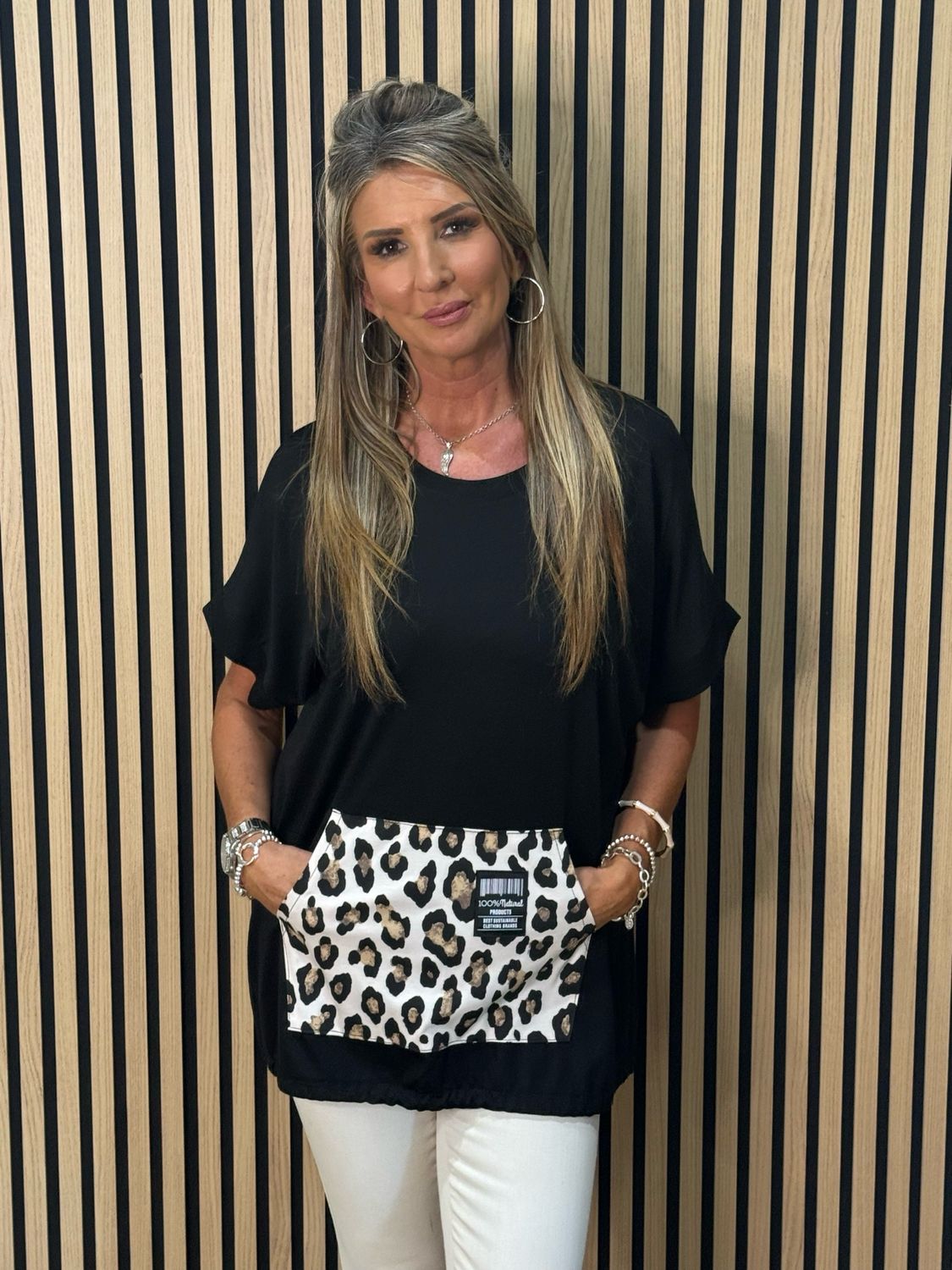 Leopard Pocket Top - Black