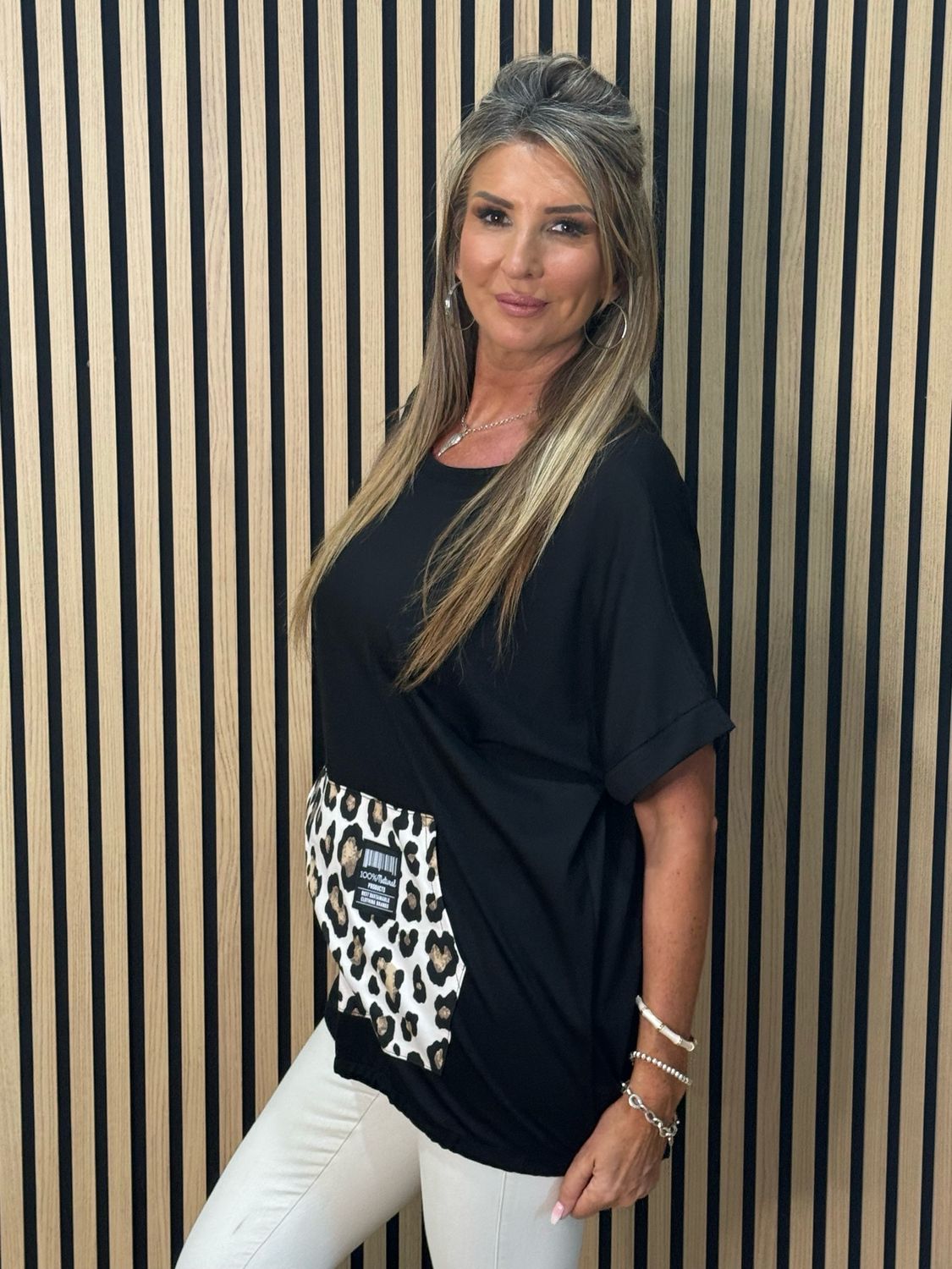 Leopard Pocket Top - Black