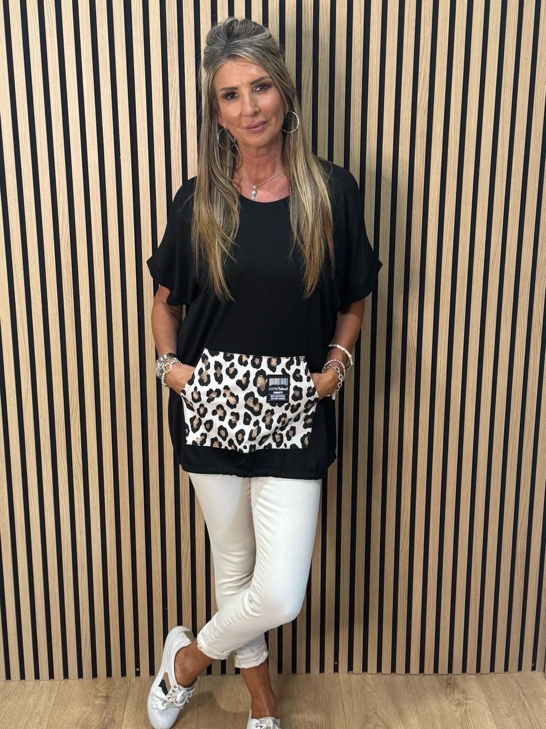 Leopard Pocket Top - Black