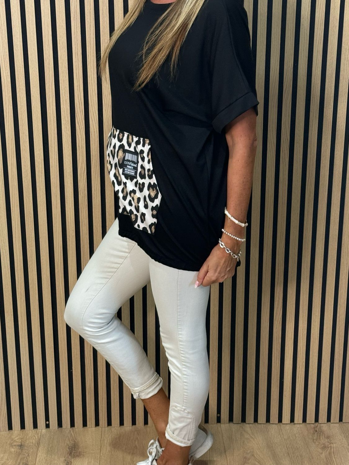 Leopard Pocket Top - Black
