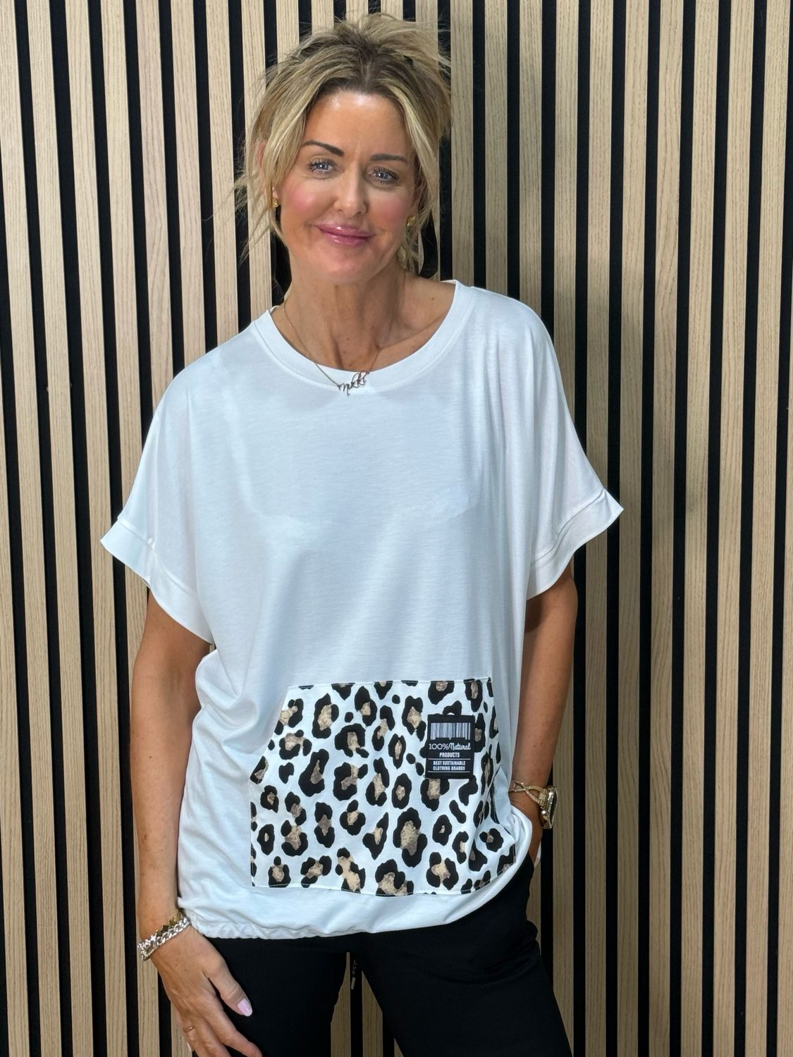 Leopard Pocket Top - White
