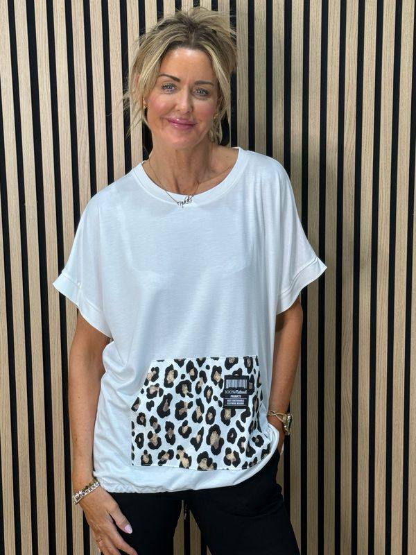 Leopard Pocket Top - White