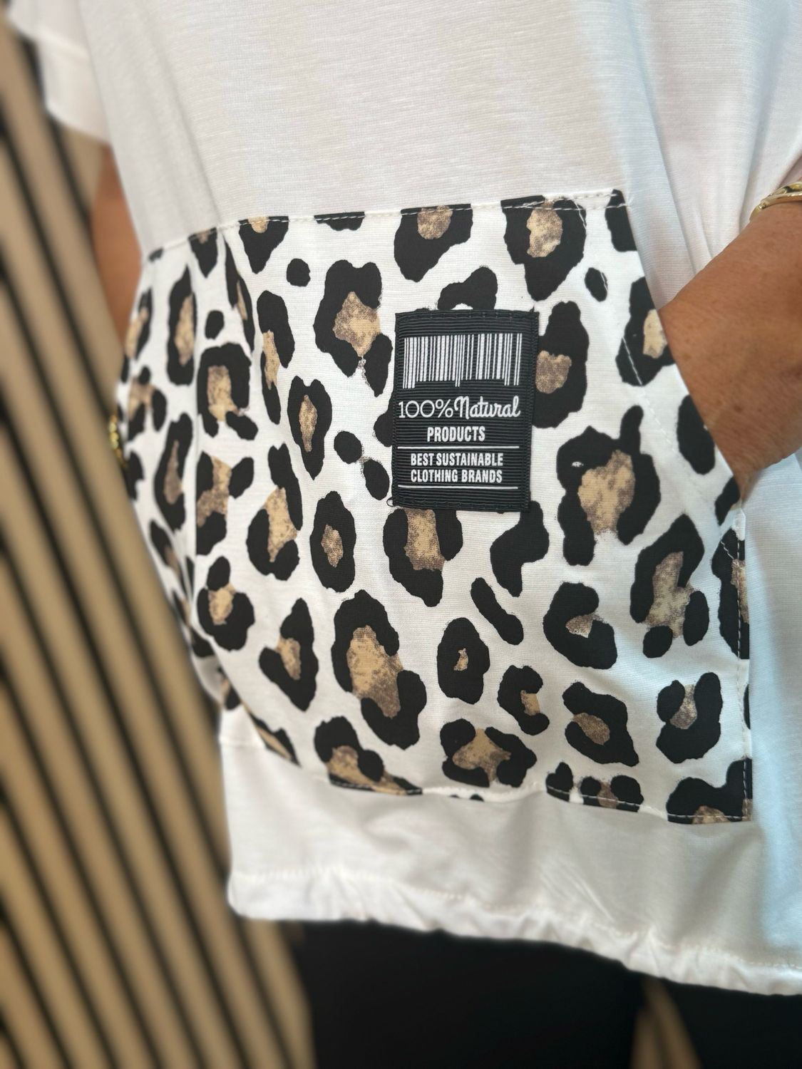Leopard Pocket Top - White