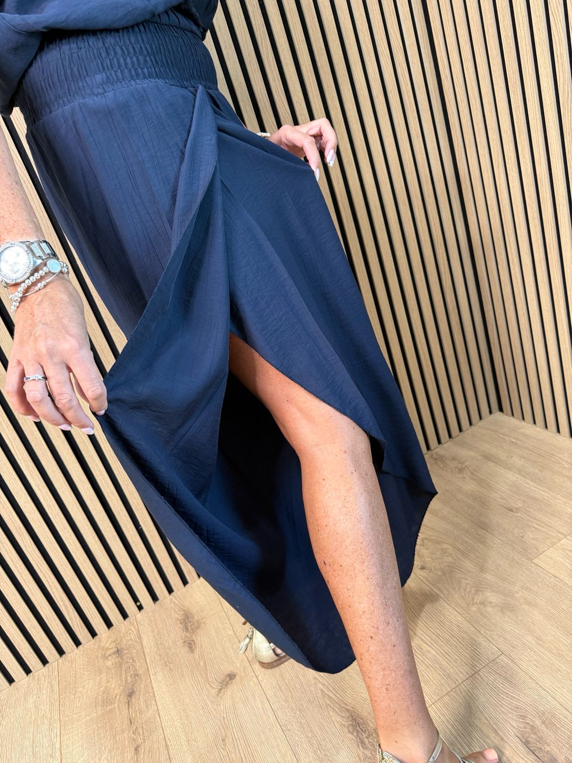 Tie Sleeve Trouser Suit - Navy