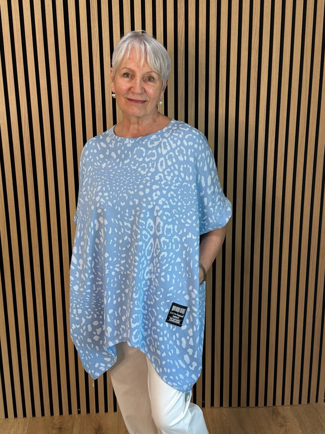 Animal Print Batwing Top - Baby Blue