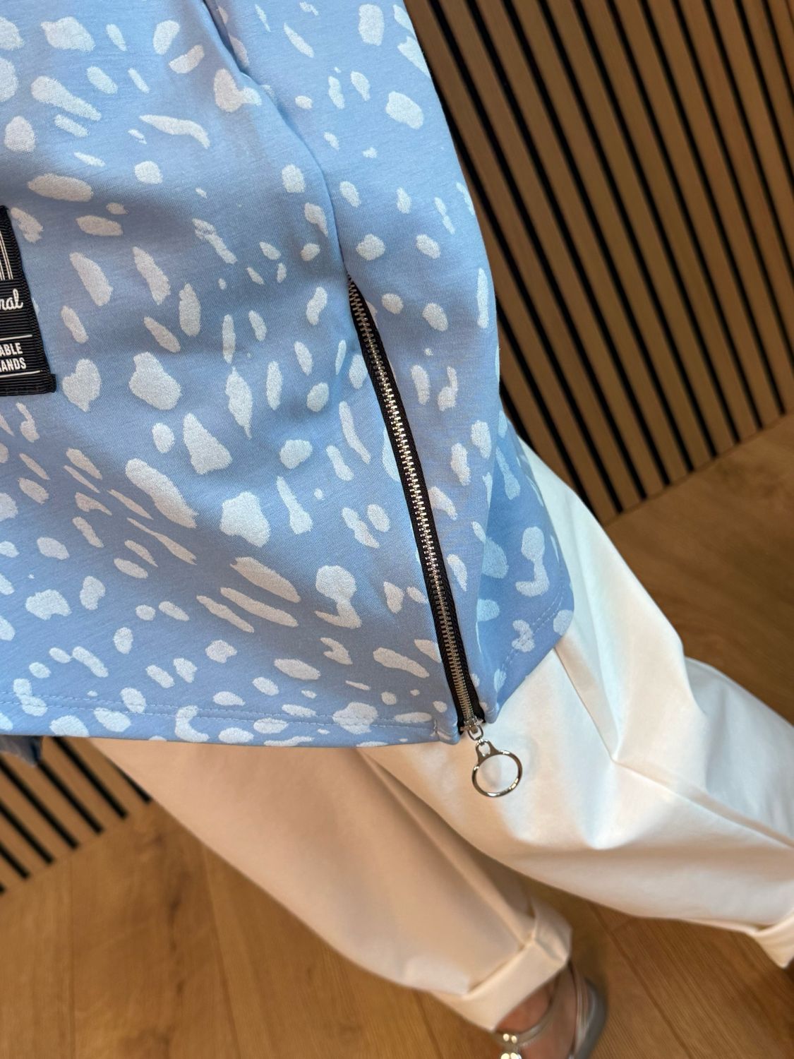 Animal Print Batwing Top - Baby Blue