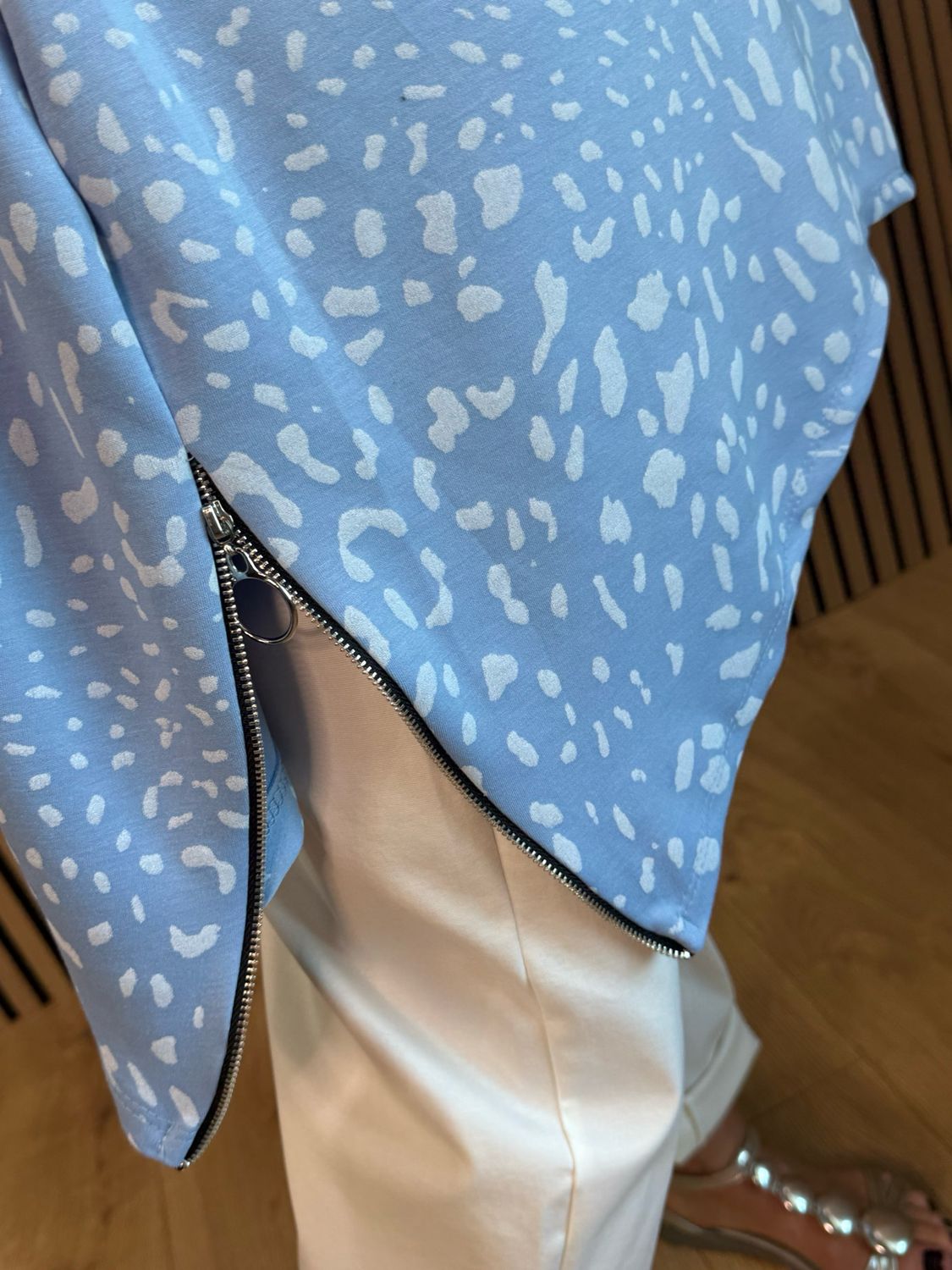 Animal Print Batwing Top - Baby Blue