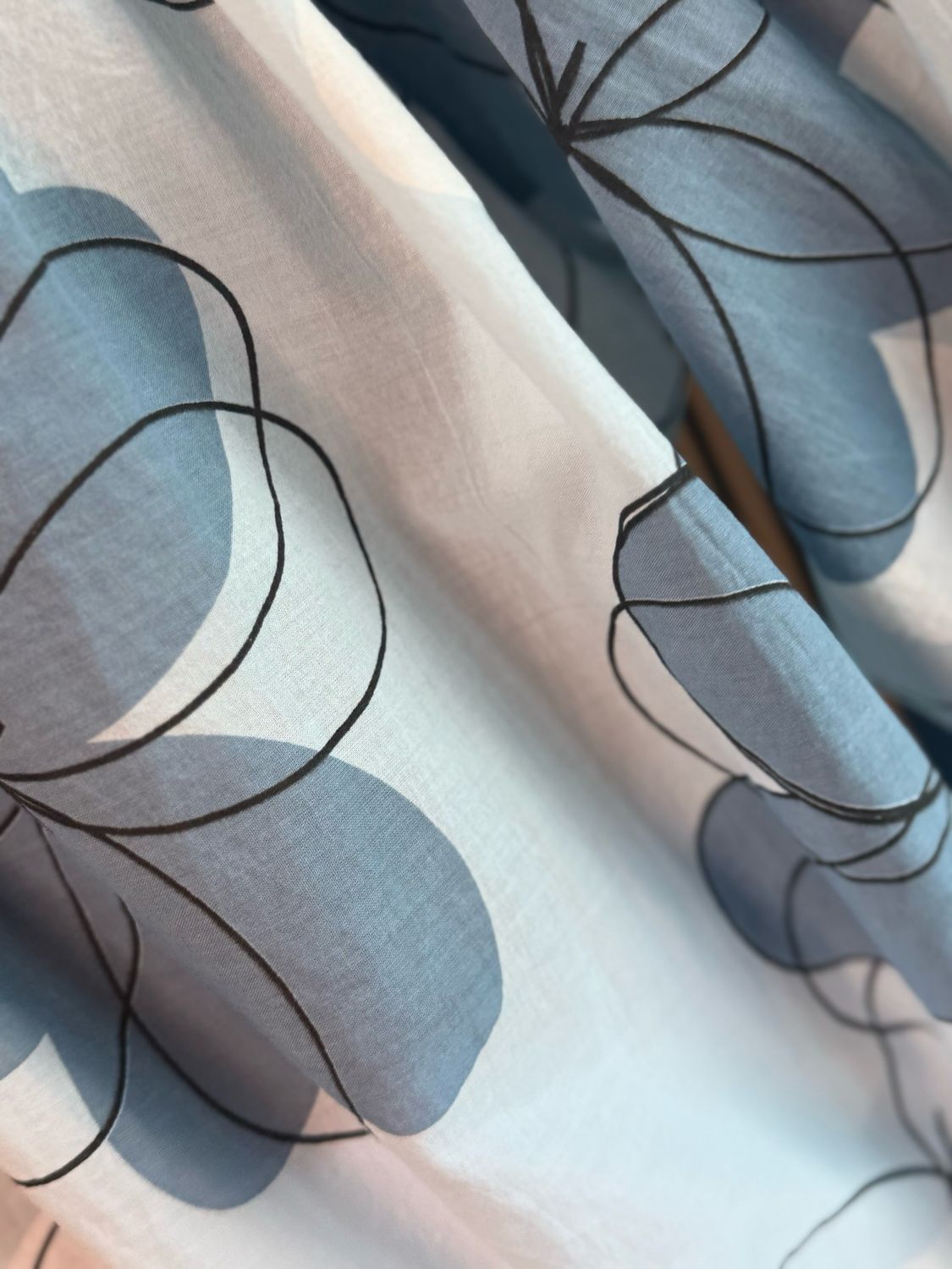 Floral Tie Neck Blouse - Blue