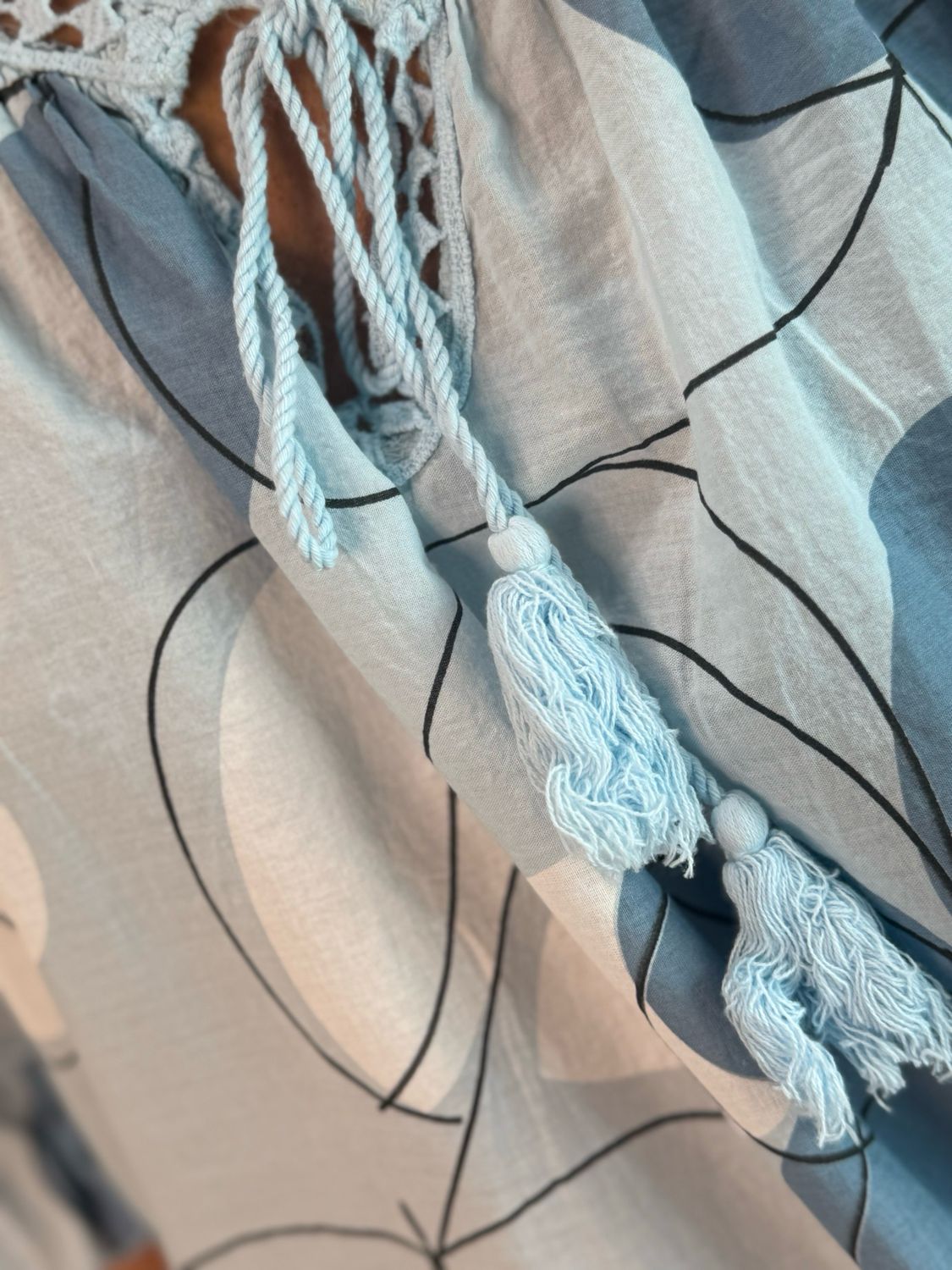 Floral Tie Neck Blouse - Blue