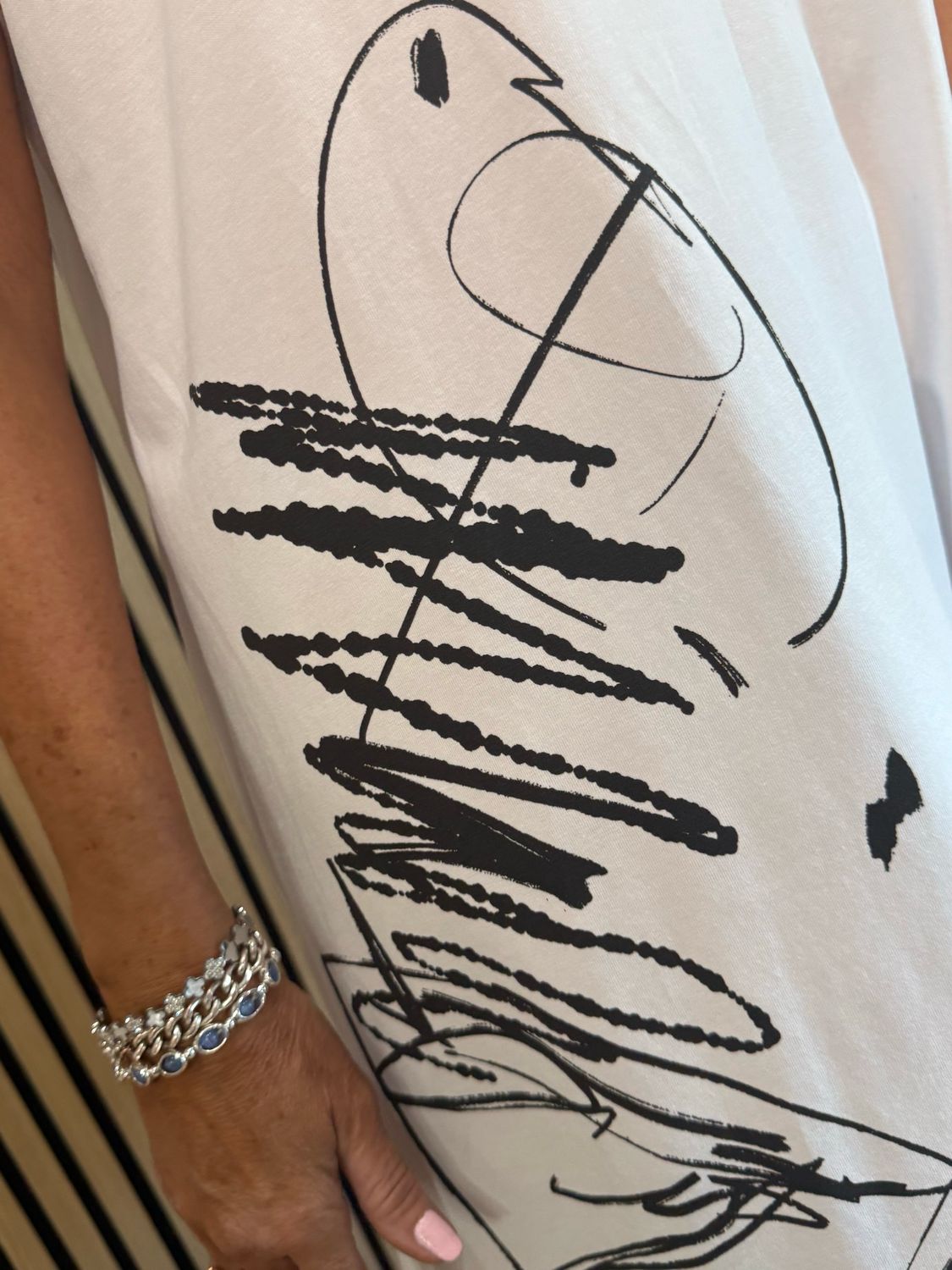 Abstract Pocket T Shirt Dress - White