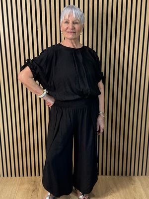 Tie Sleeve Trouser Suit - Black