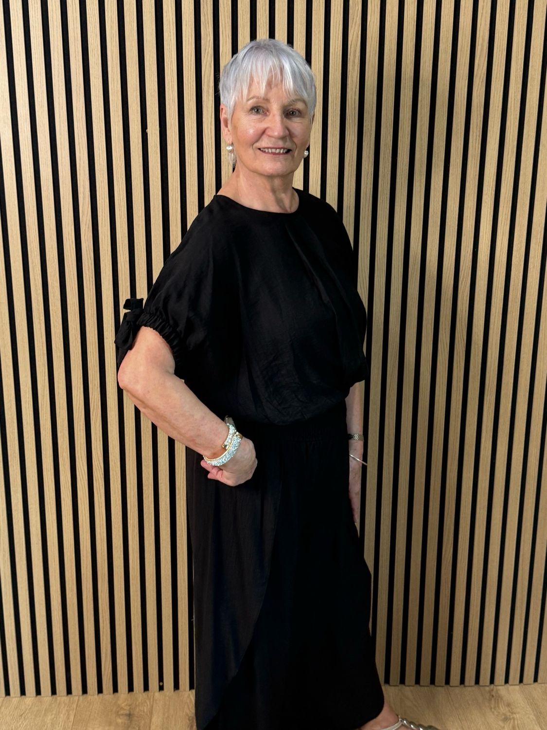 Tie Sleeve Trouser Suit - Black