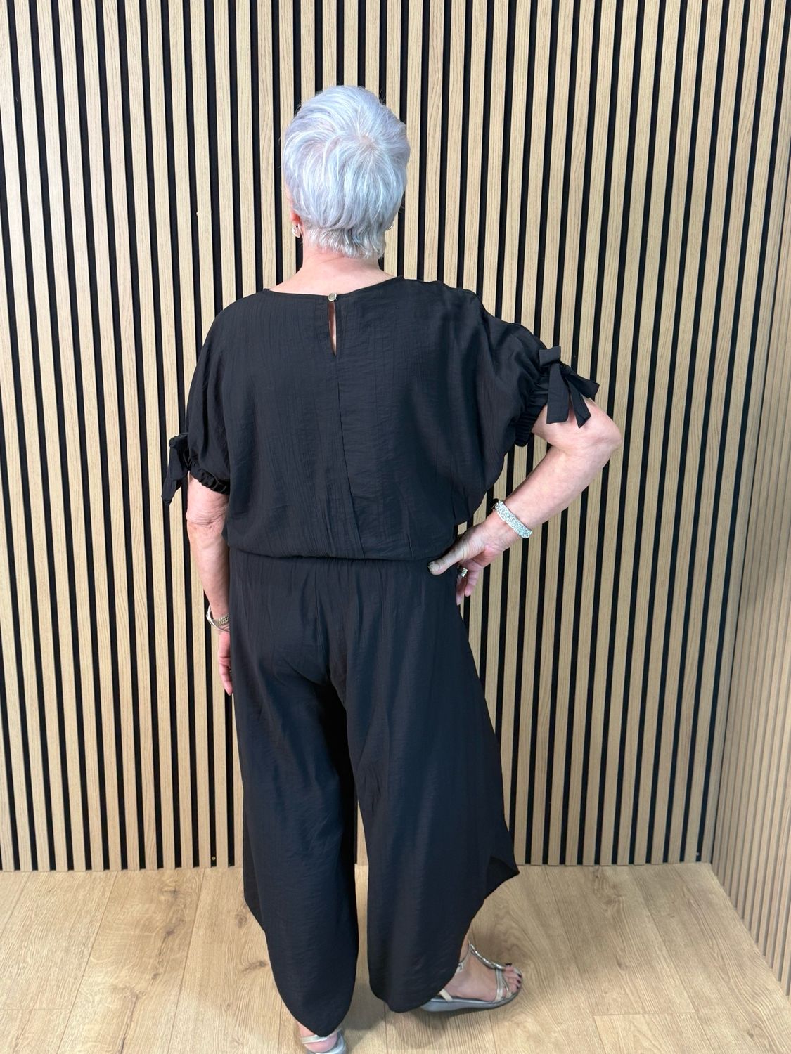 Tie Sleeve Trouser Suit - Black