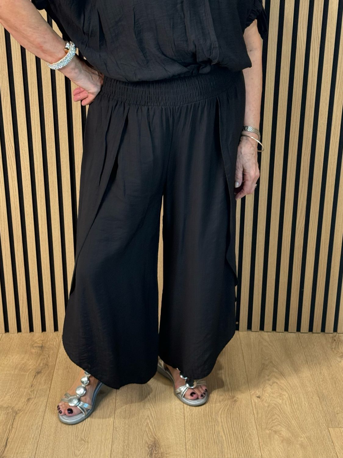 Tie Sleeve Trouser Suit - Black