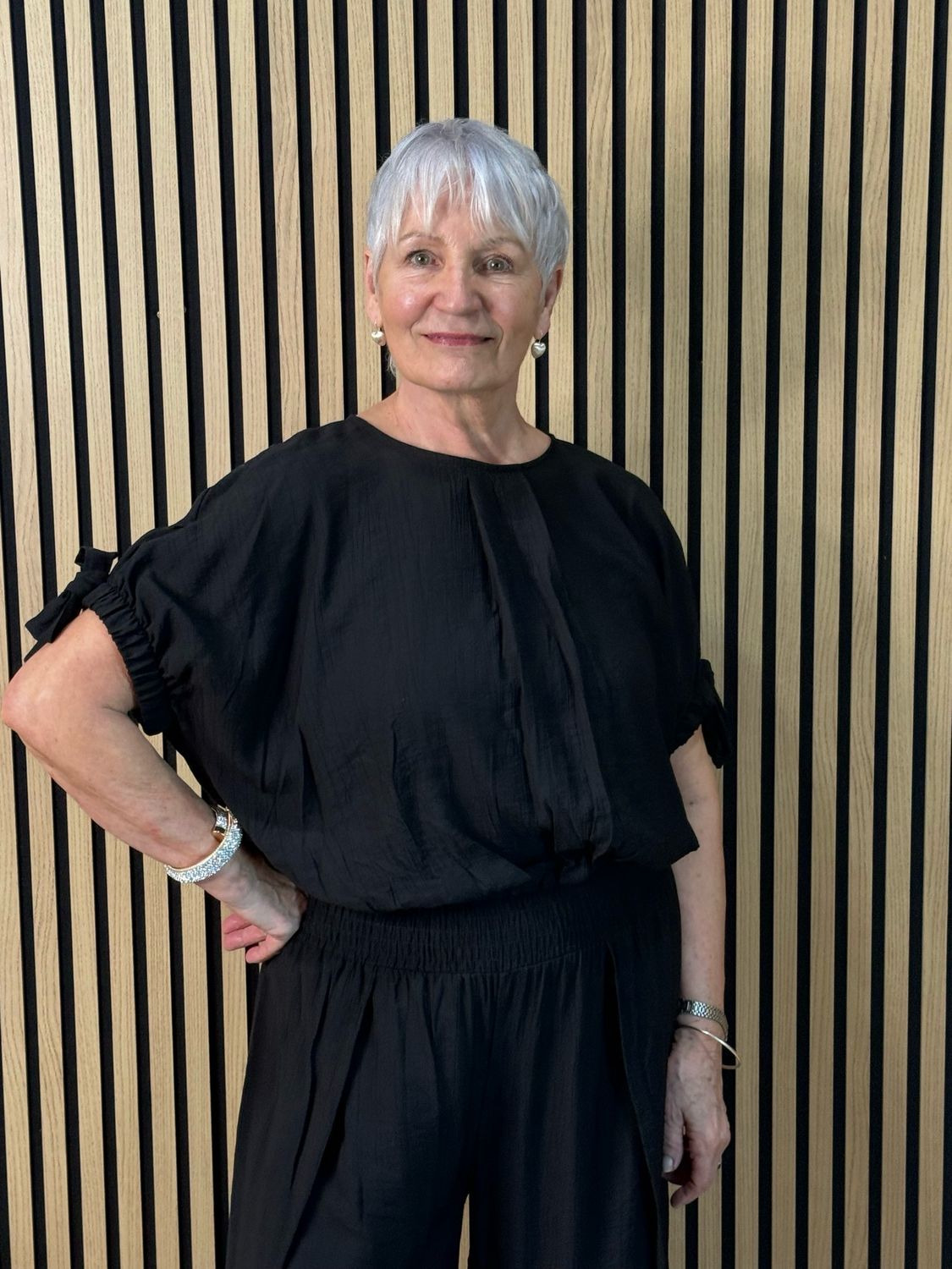 Tie Sleeve Trouser Suit - Black