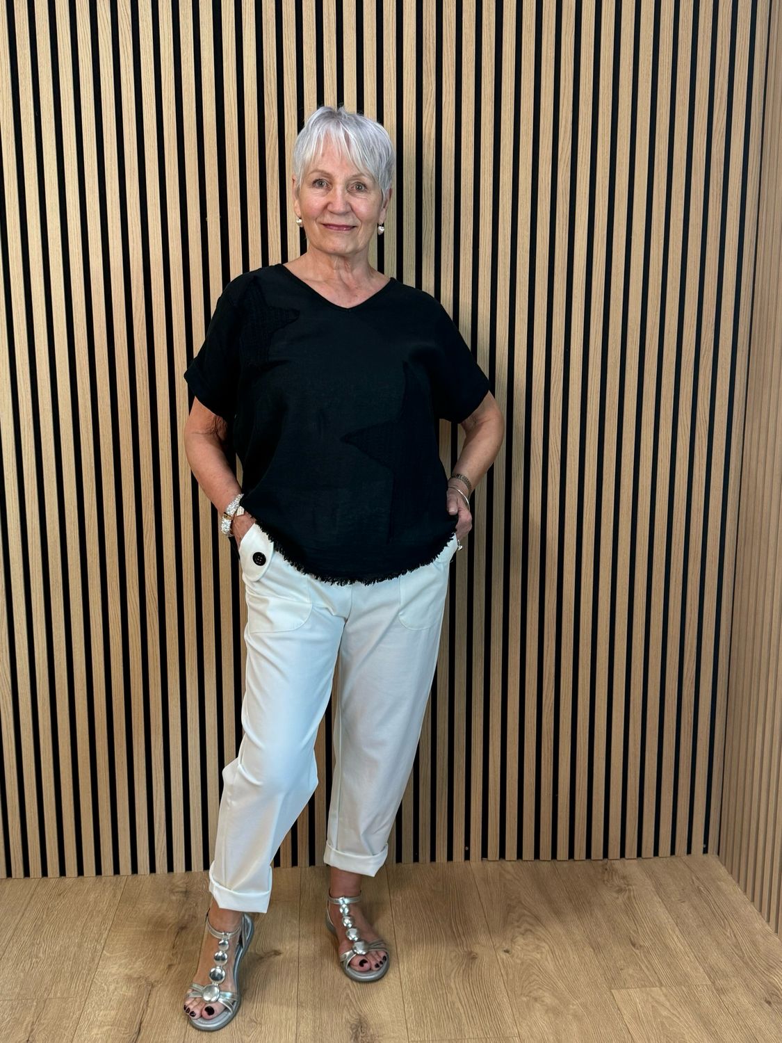 Star Detail Top - Black