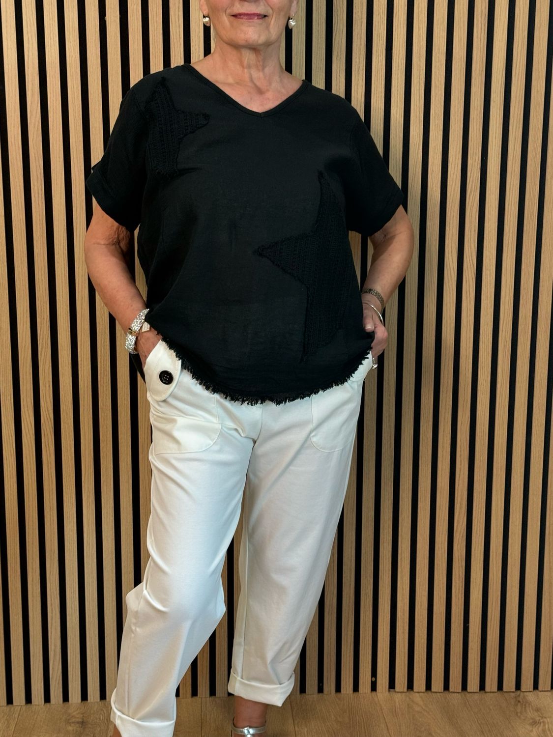 Star Detail Top - Black