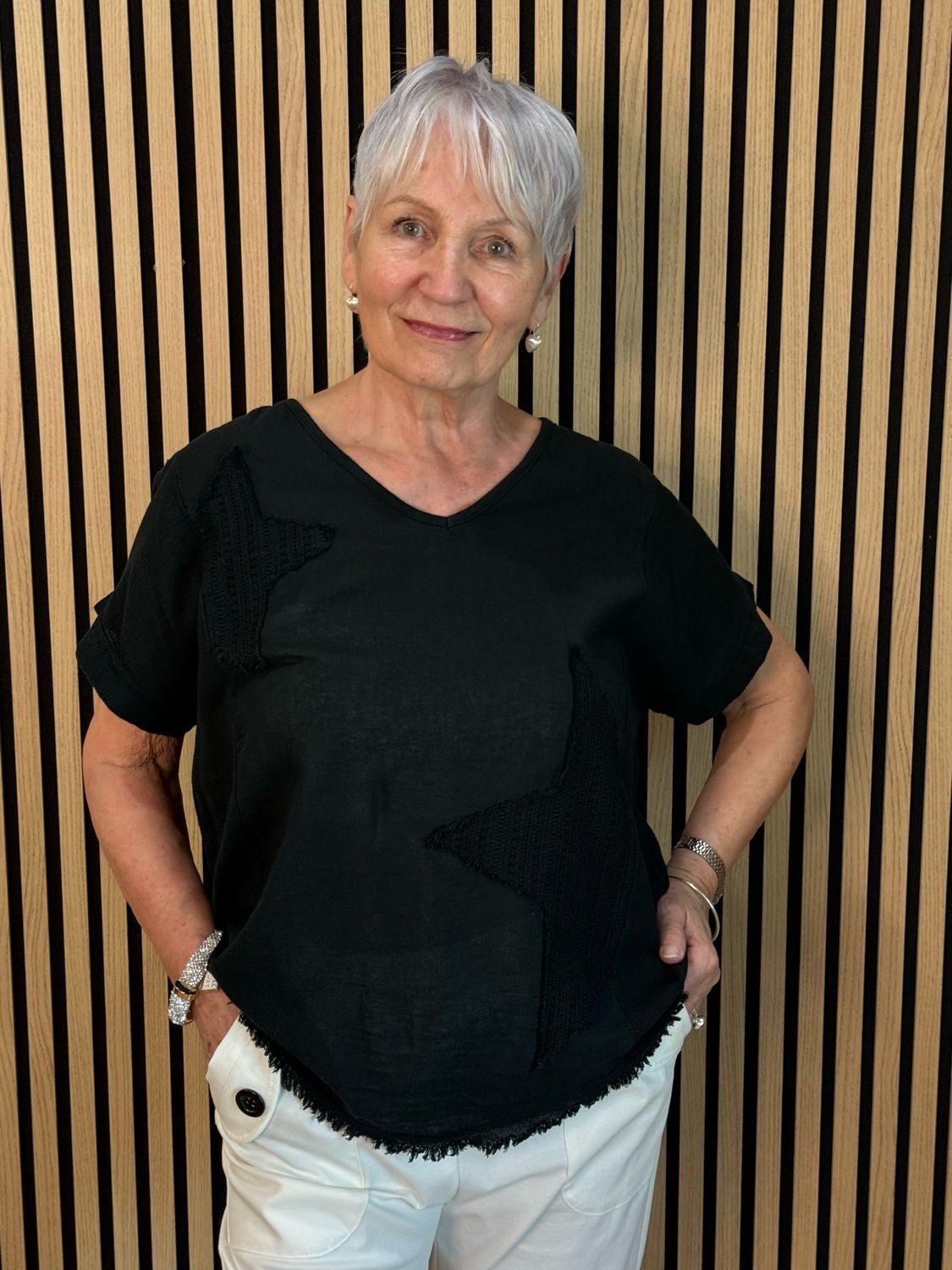 Star Detail Top - Black