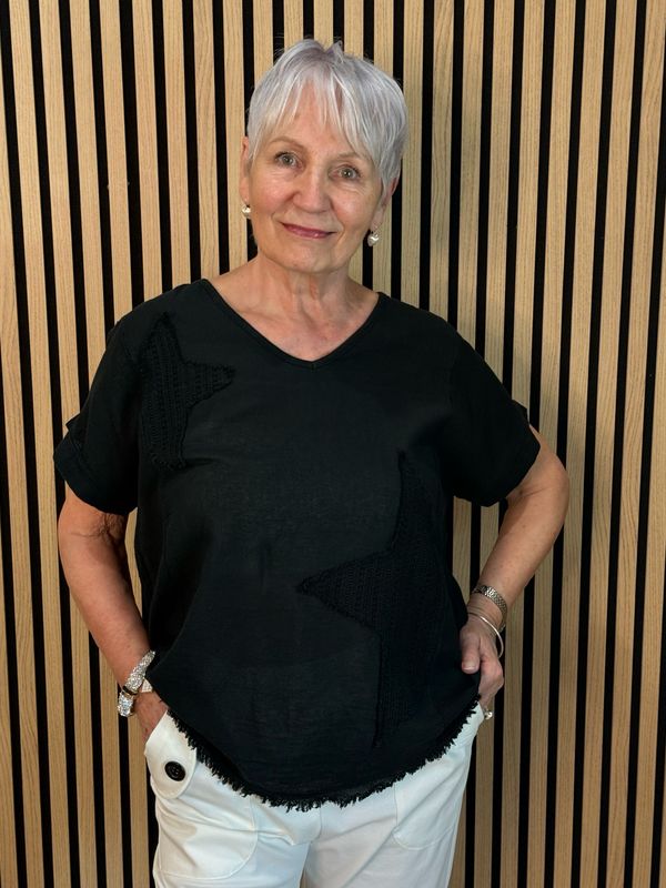 Star Detail Top - Black