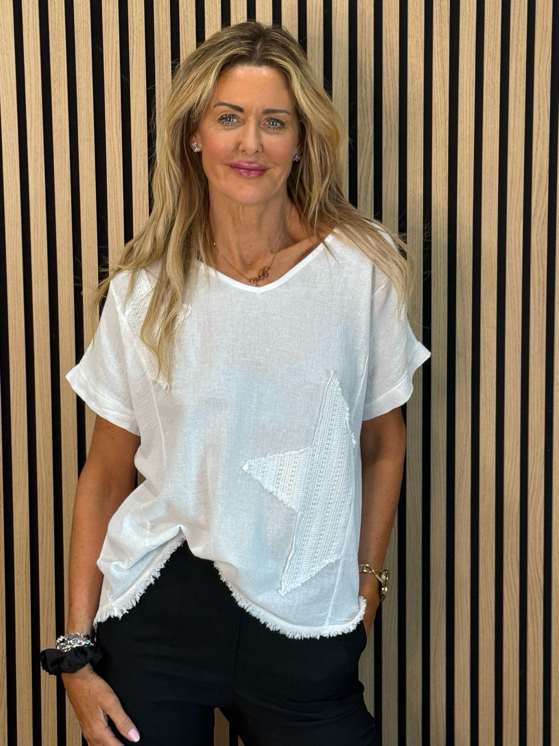 Star Detail Top - White