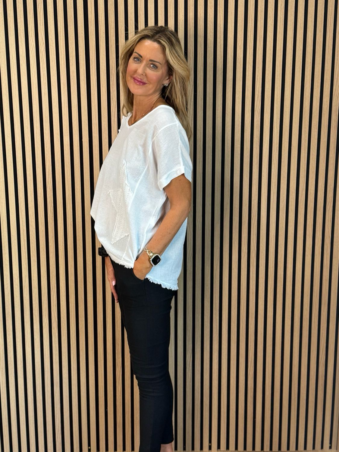 Star Detail Top - White