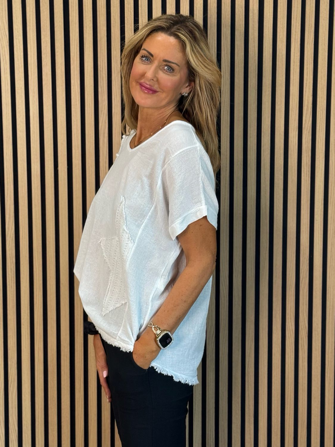 Star Detail Top - White