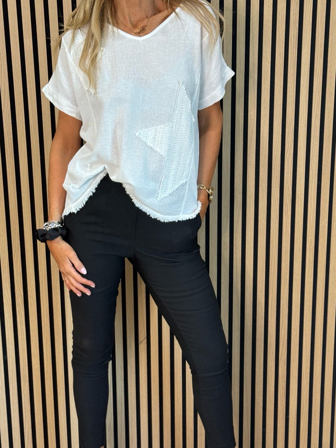 Star Detail Top - White