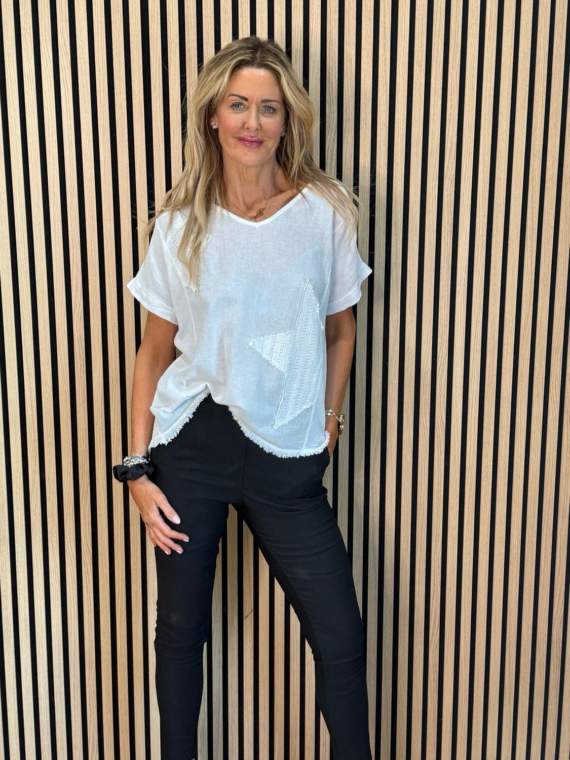 Star Detail Top - White