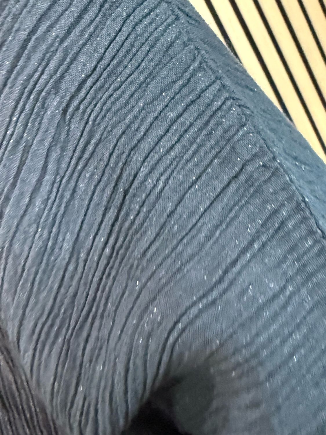 Crinkle Satin Sleeve Top - Black