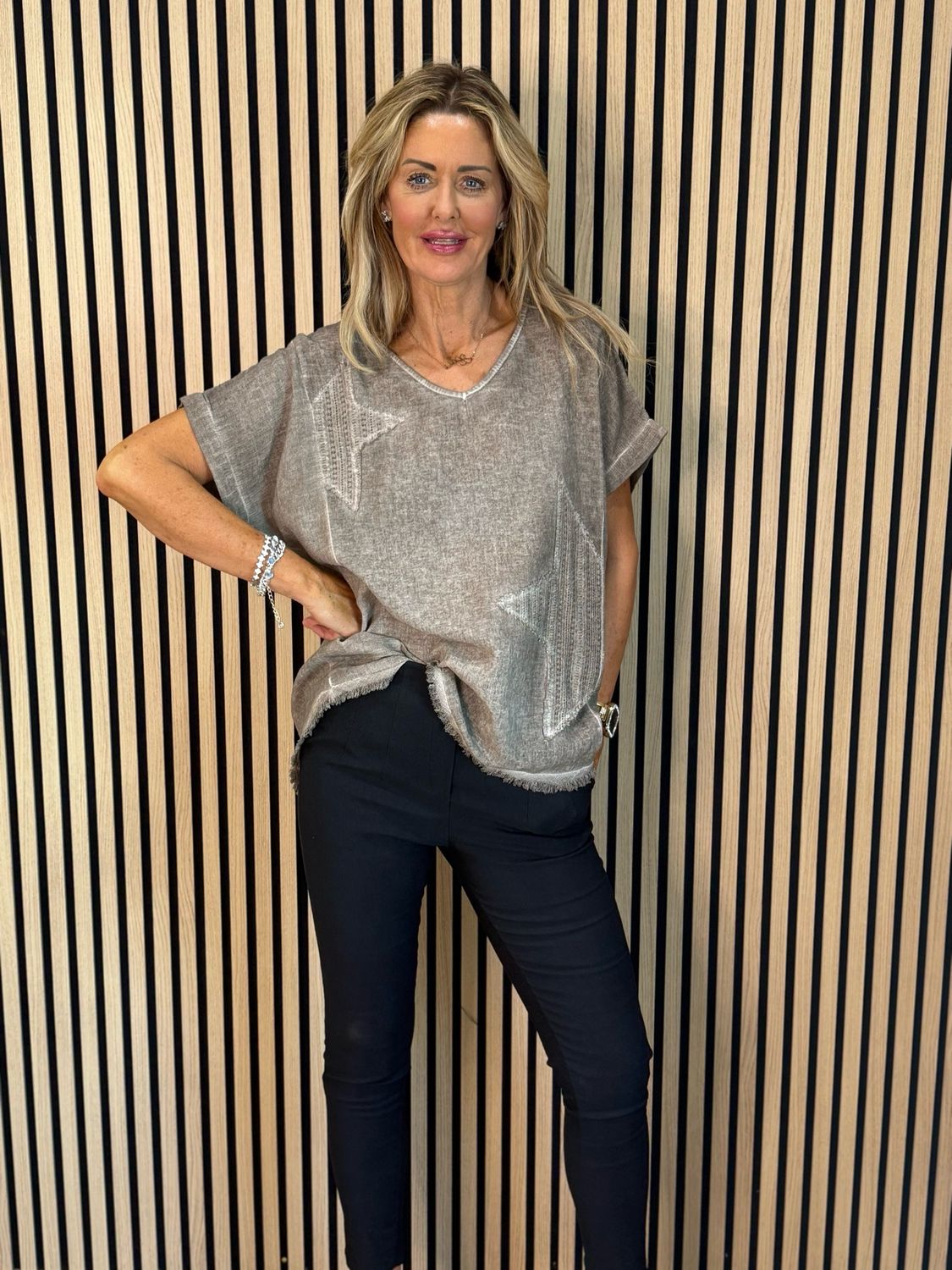 Star Detail Top - Taupe