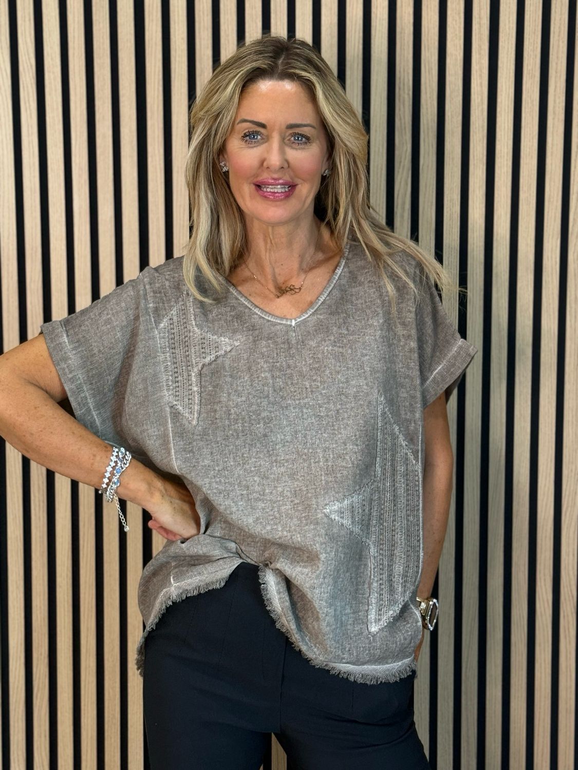 Star Detail Top - Taupe