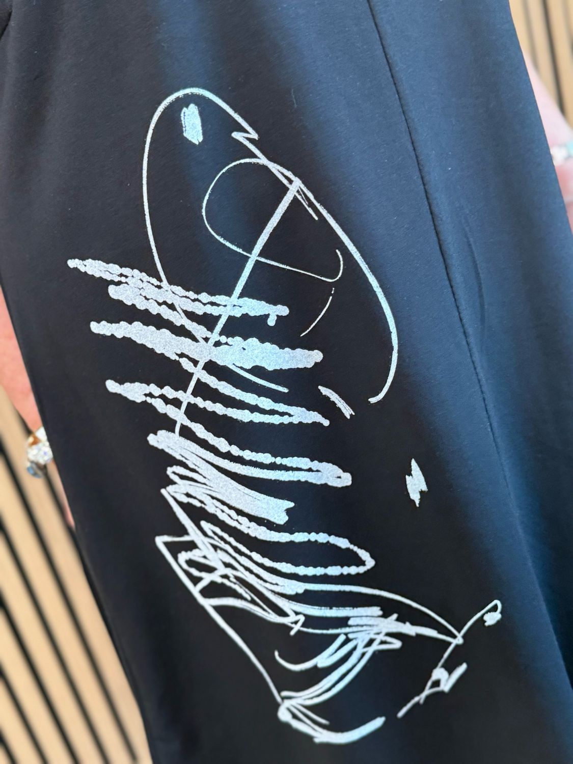 Abstract Pocket T Shirt Dress - Black