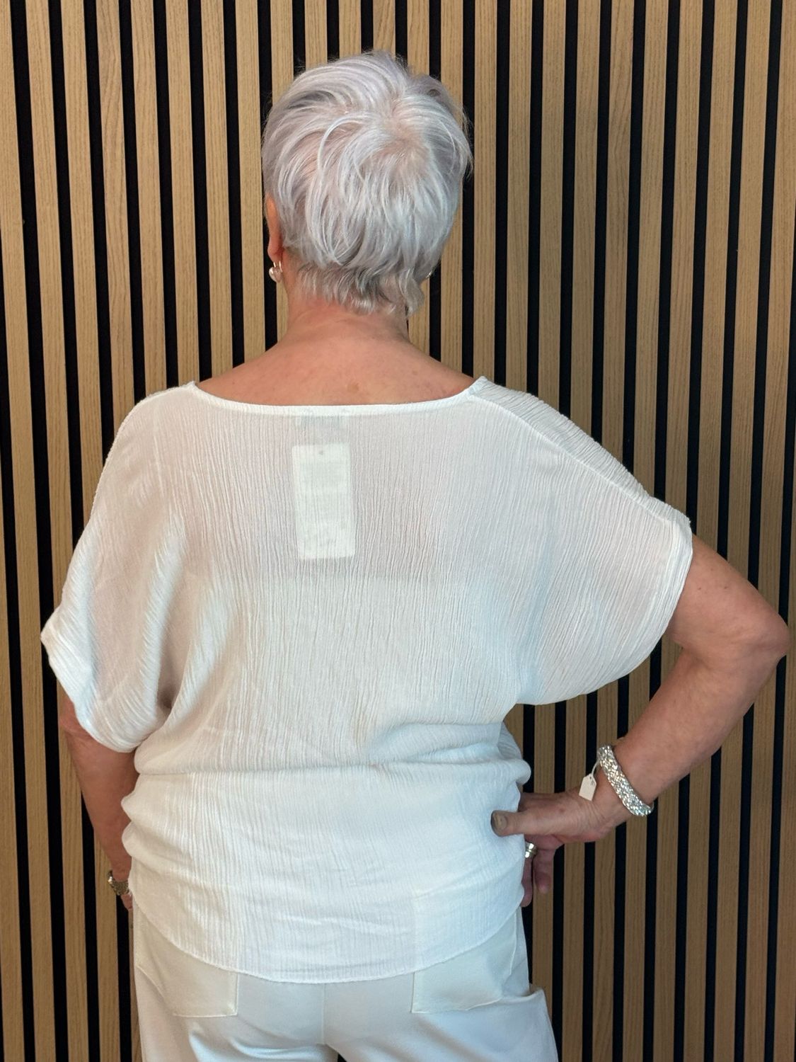 Tie Front Crinkle Top - White