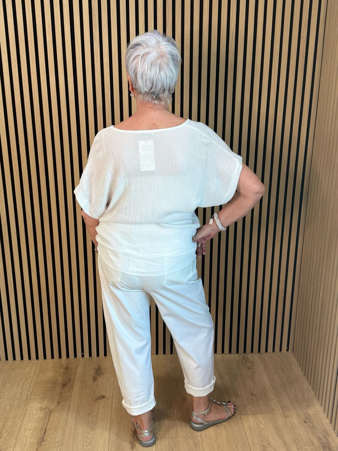 Tie Front Crinkle Top - White