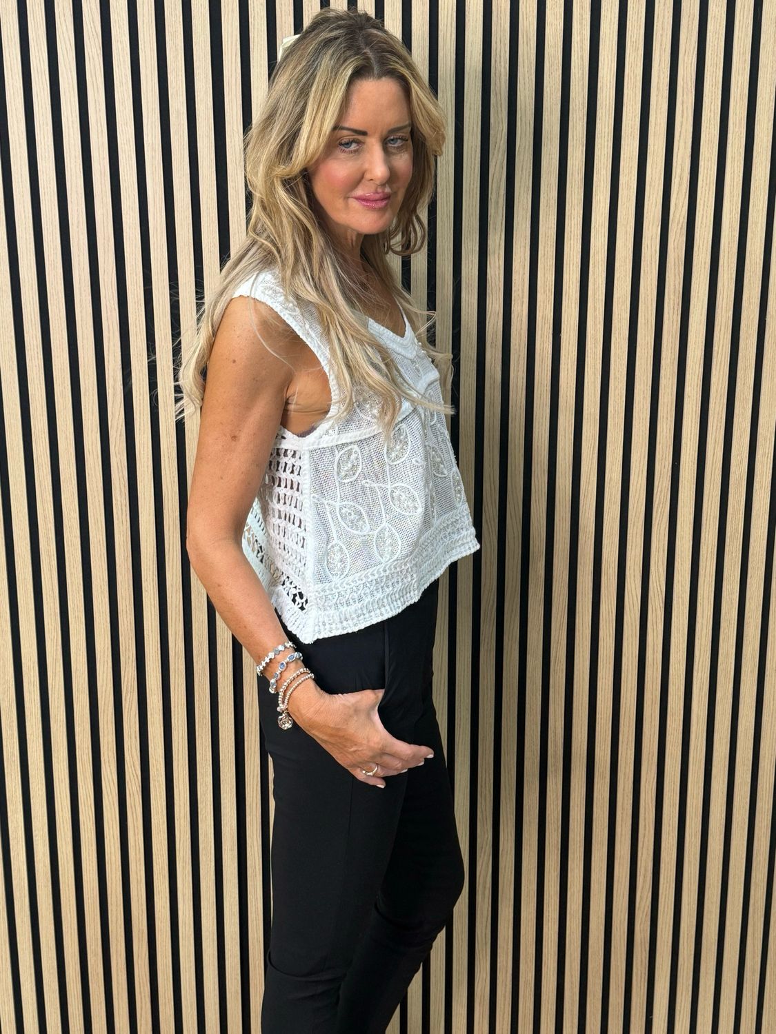 Crochet Knit Crop Top - White