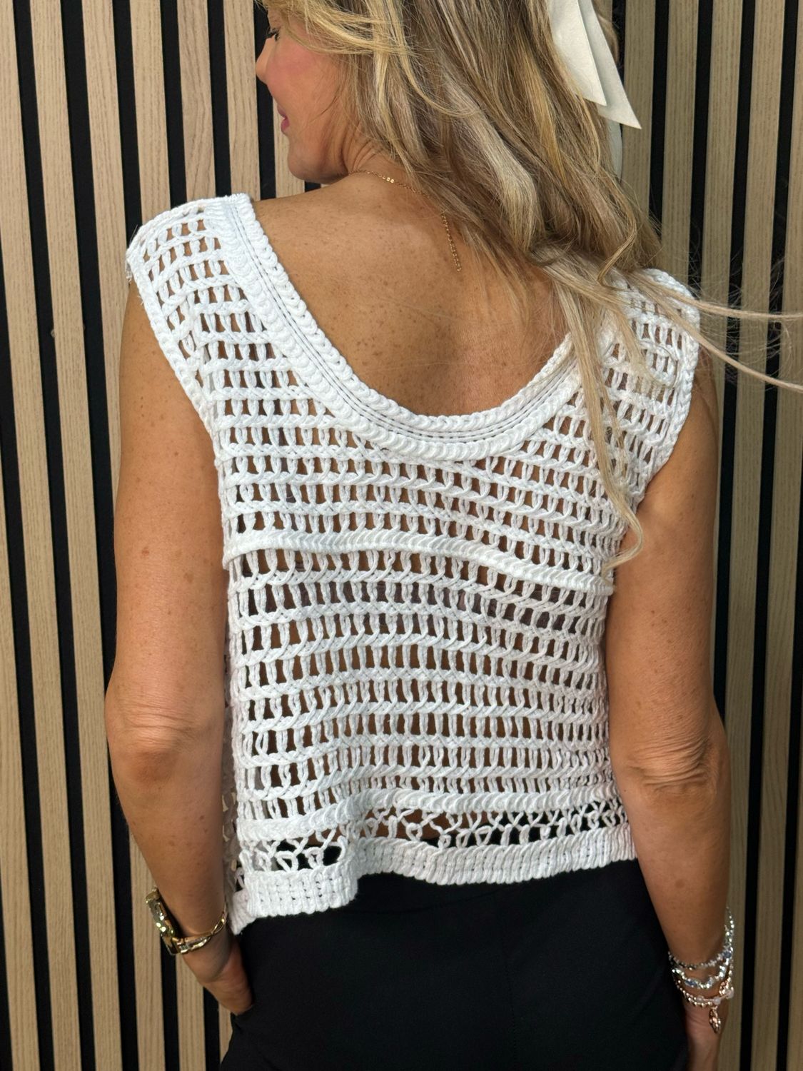 Crochet Knit Crop Top - White