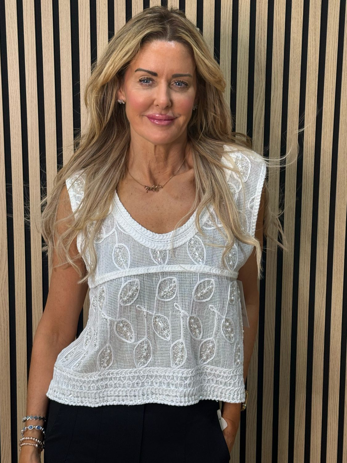 Crochet Knit Crop Top - White