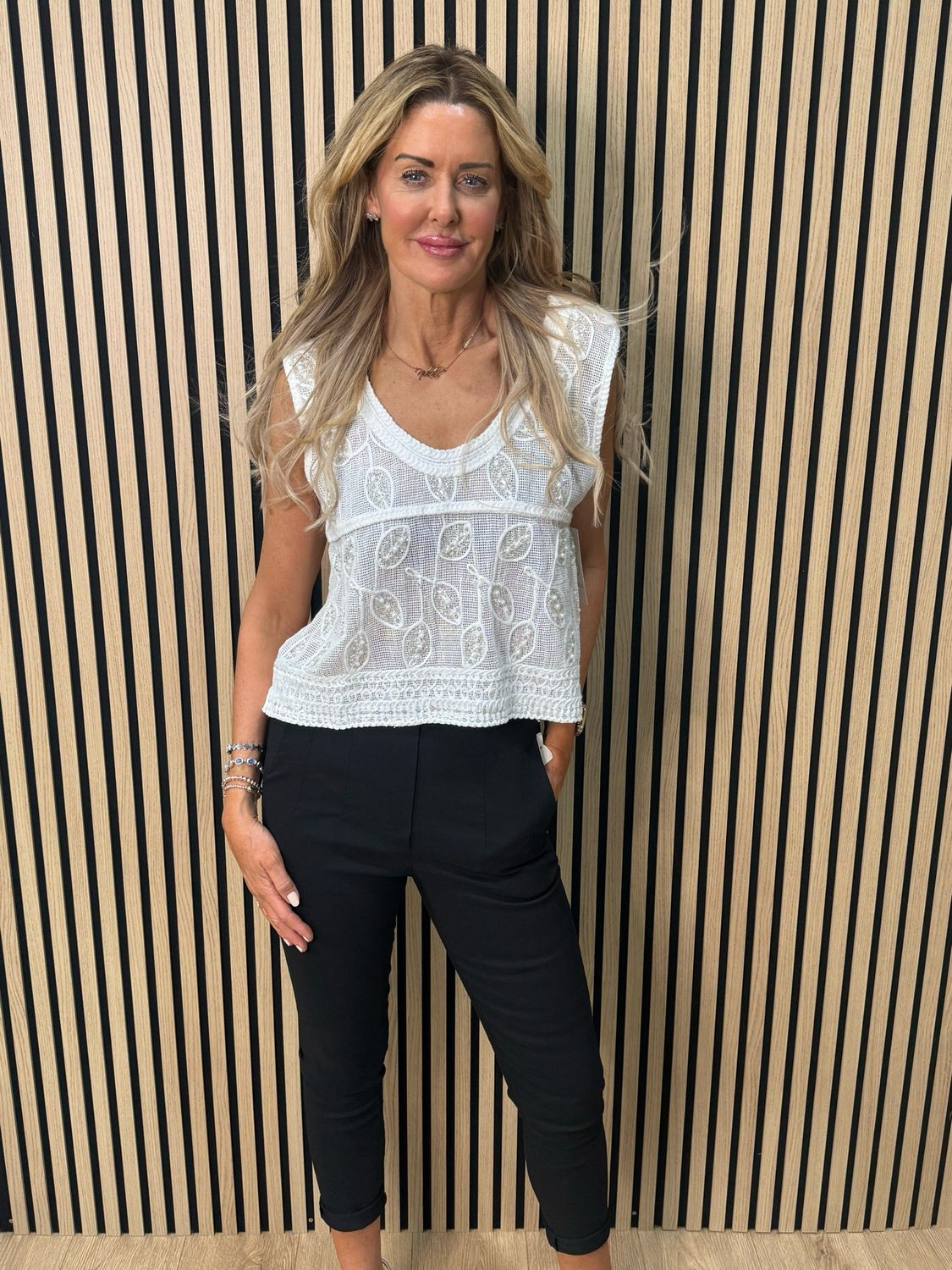 Crochet Knit Crop Top - White