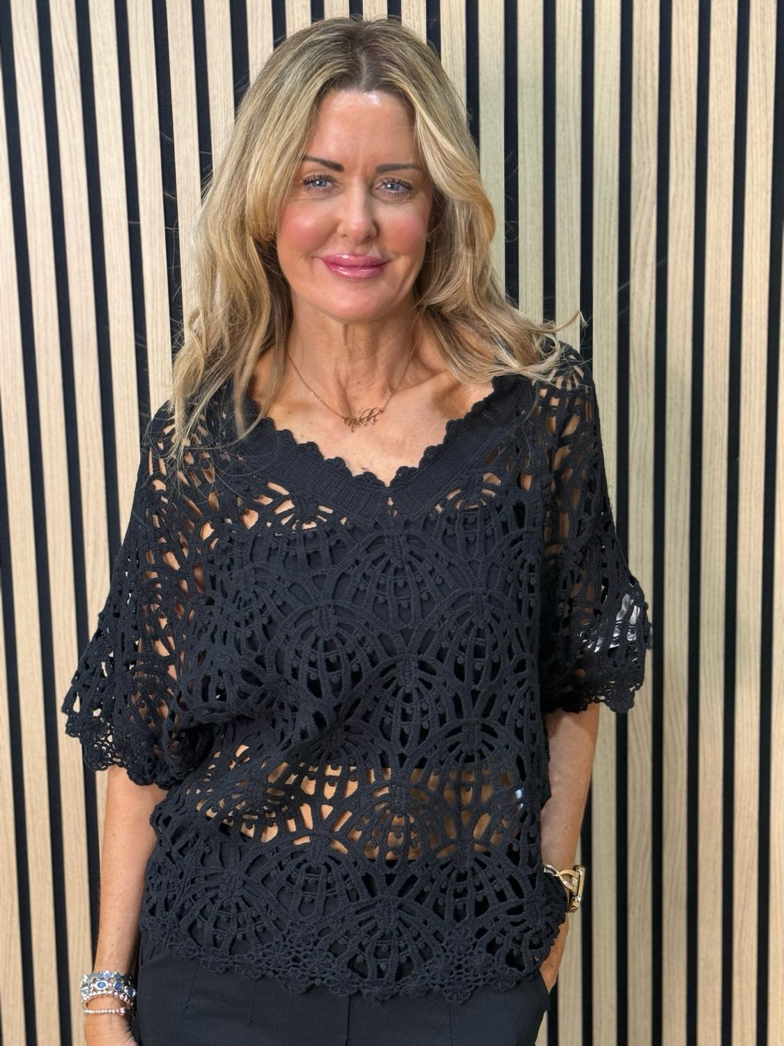 Crochet Lace Top - Black