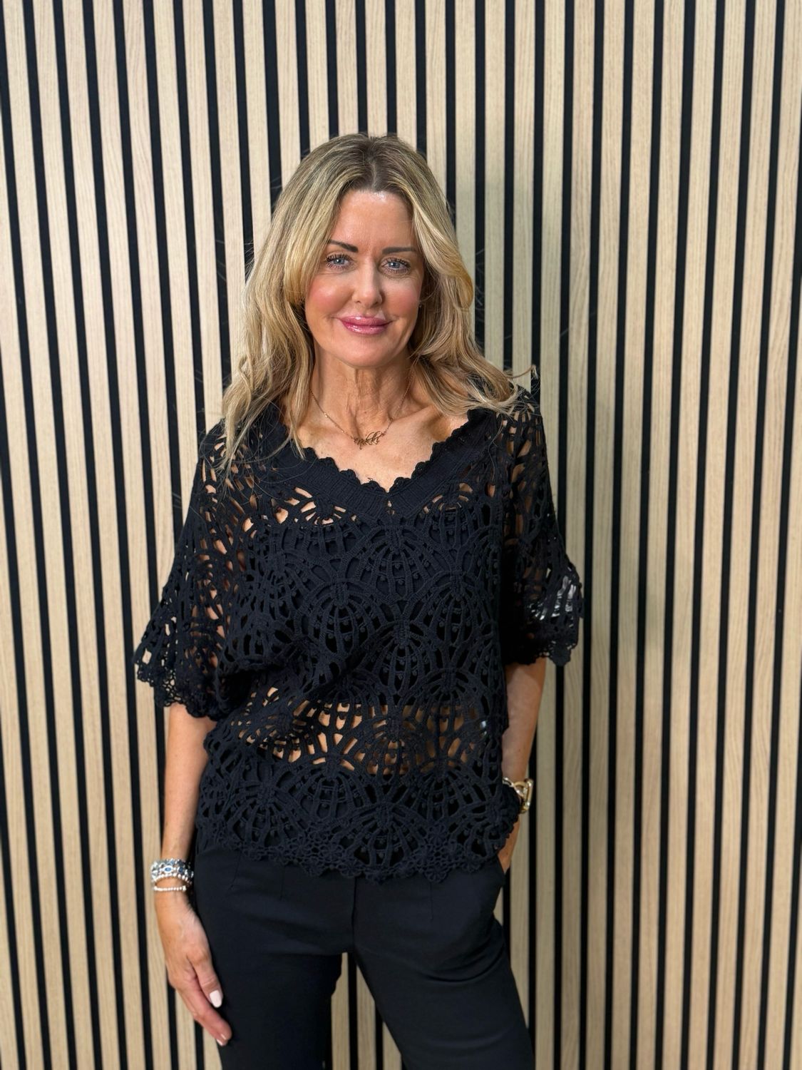 Crochet Lace Top - Black