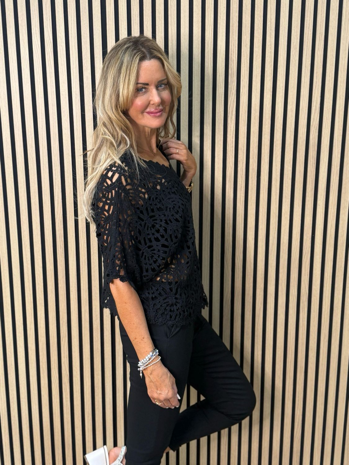 Crochet Lace Top - Black