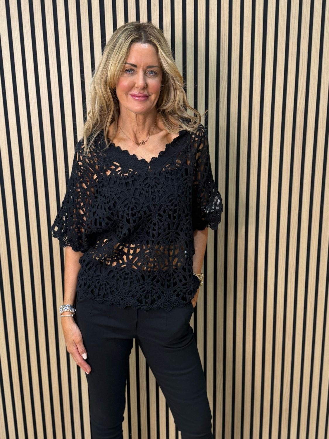 Crochet Lace Top - Black