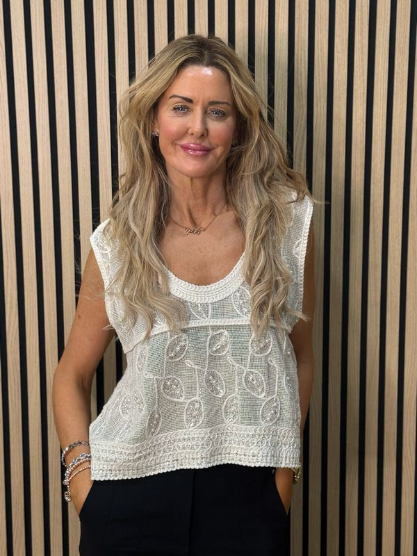 Crochet Knit Crop Top - Cream