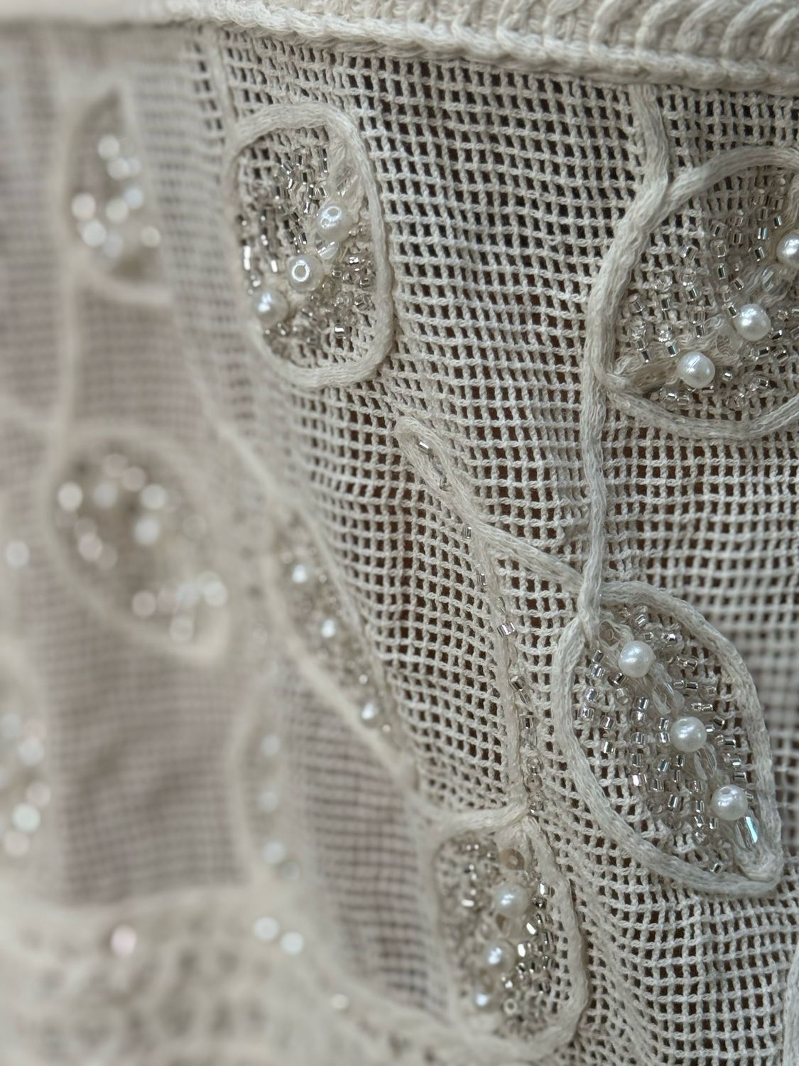 Crochet Knit Crop Top - Cream