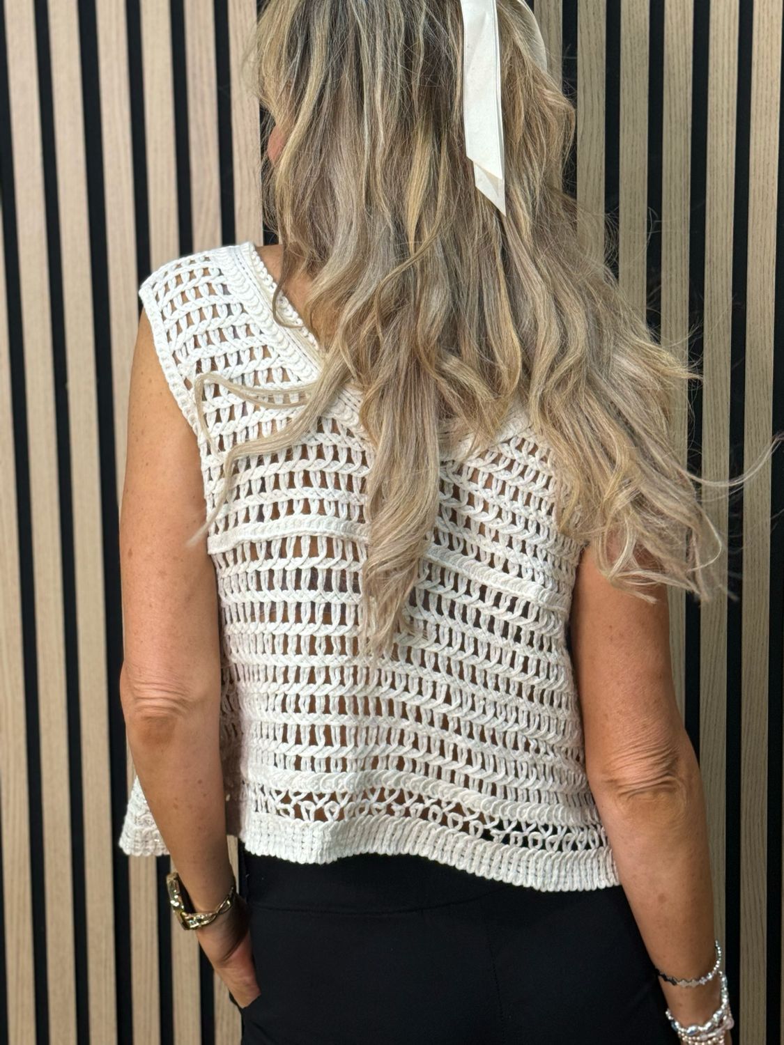 Crochet Knit Crop Top - Cream