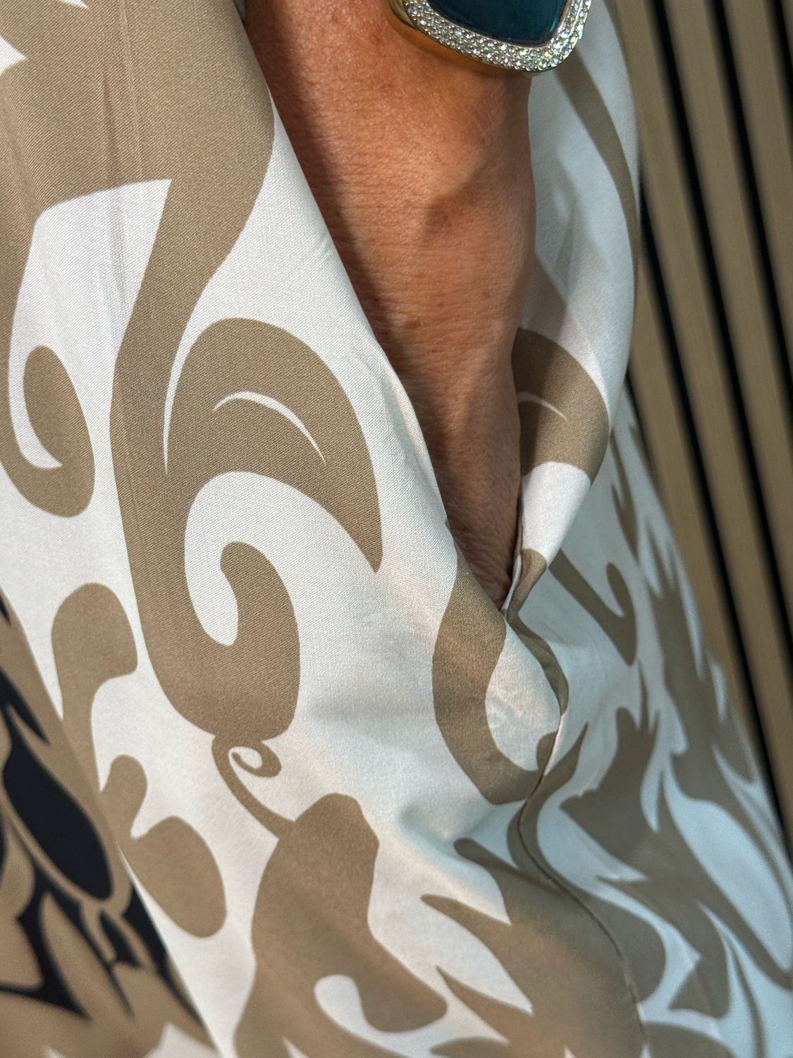 Printed Tunic Dress - Black/Taupe