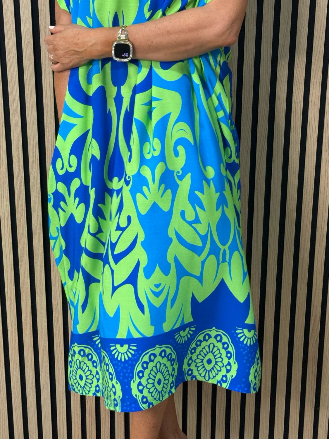 Printed Tunic Dress - Blue/Green