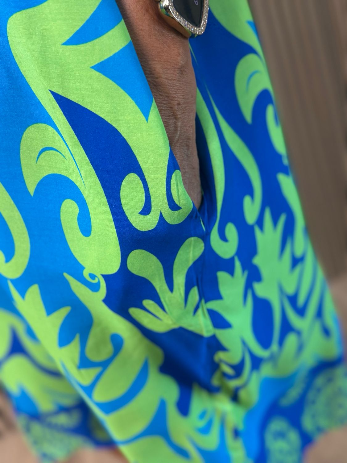 Printed Tunic Dress - Blue/Green