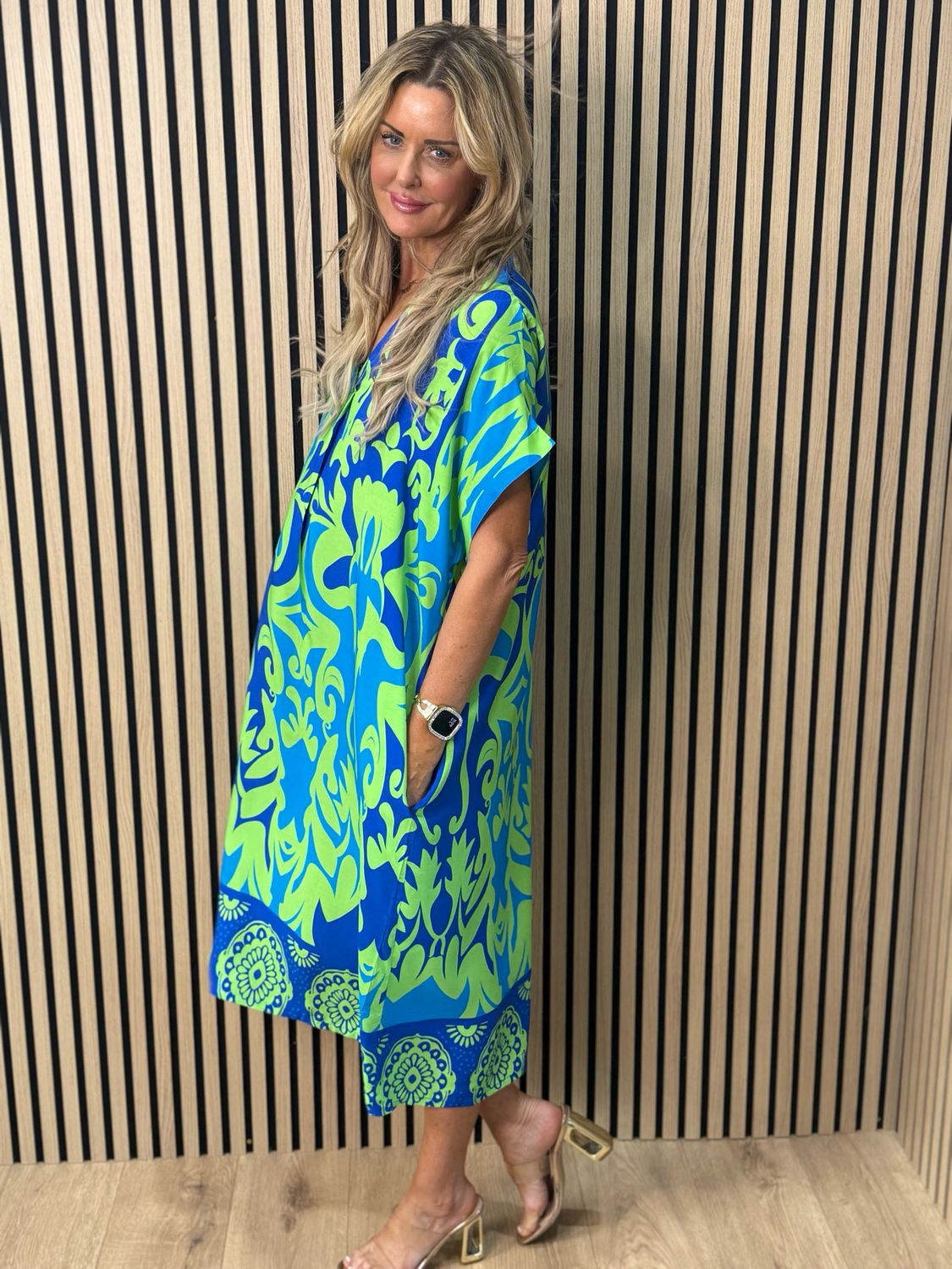 Printed Tunic Dress - Blue/Green