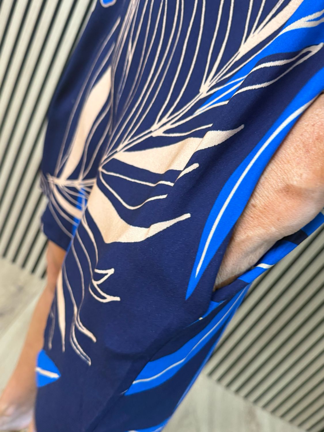 Tropical Print Tunic Dress - Blue
